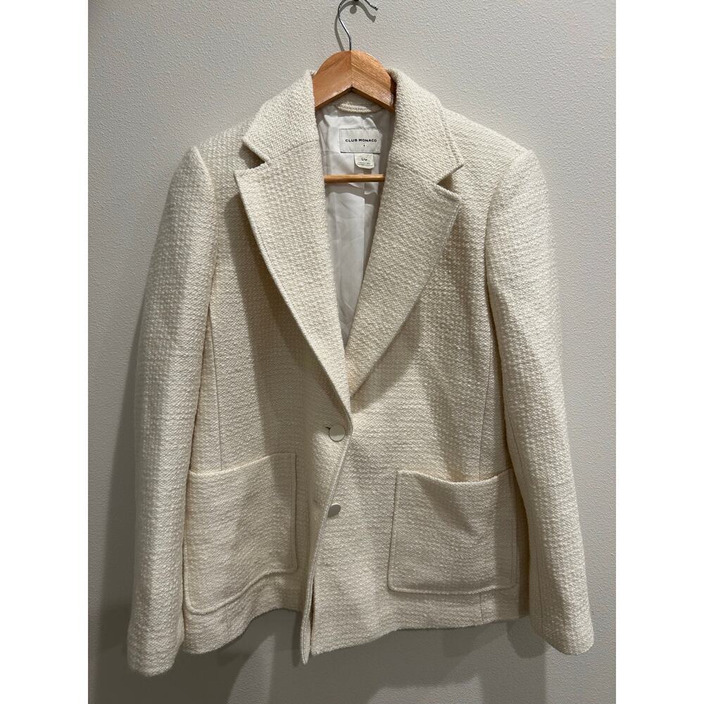 CLUB MONOCO textured tweed classic wool blend cream blazer size L - Picture 6 of 11